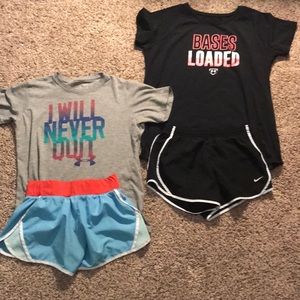 Two shirts and two shorts.